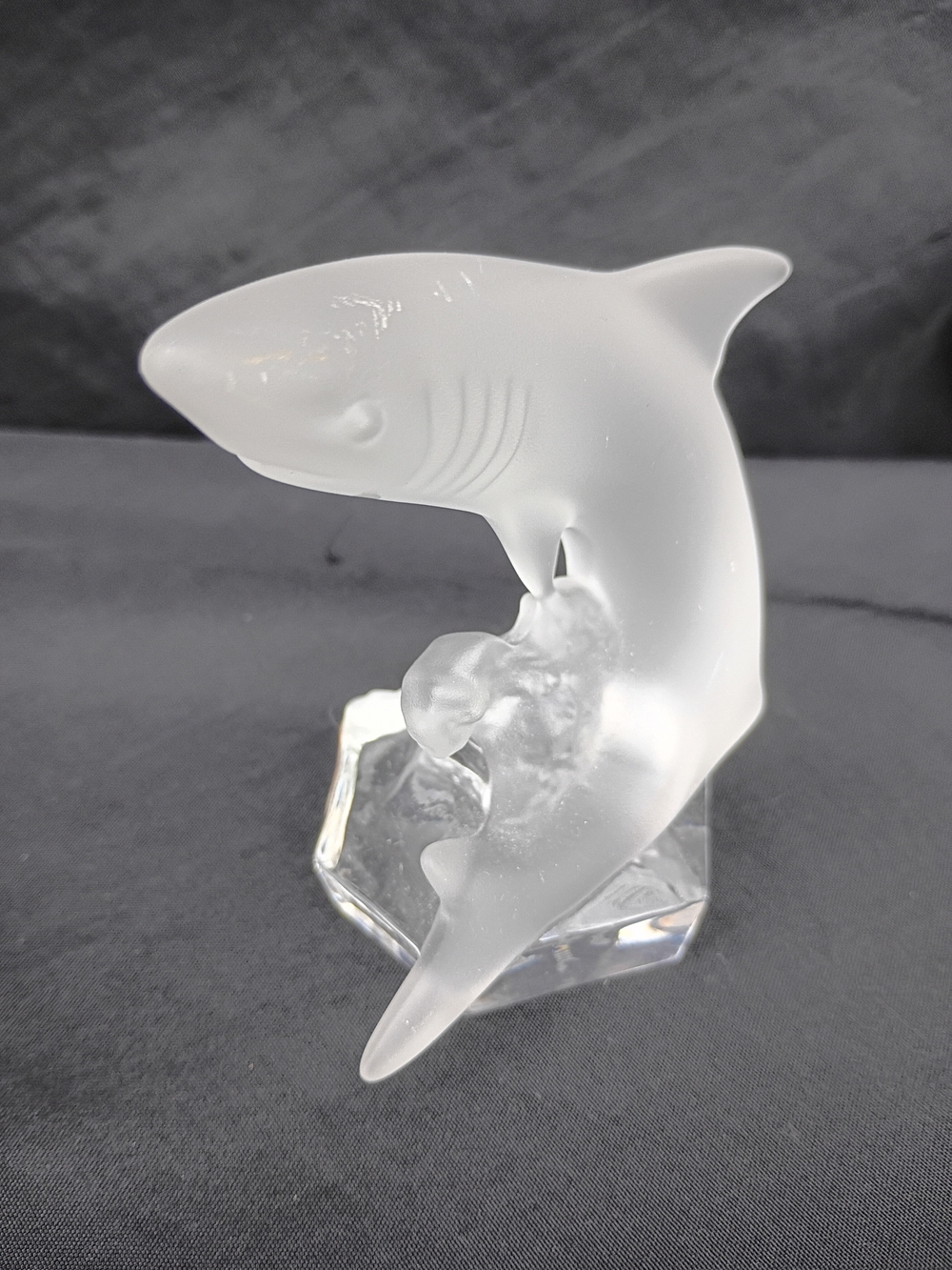 Vtg Nachtmann Bavarian Frosted Crystal Shark German Crystal Creatures